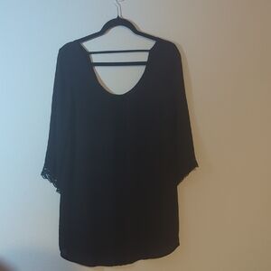 ASTR Black V-Neck Tunic Lace Sleeves
